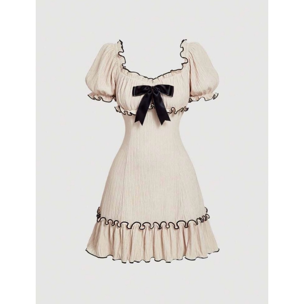 Cream Mini Dress with Black Accents